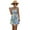 Blue, variant on Women's printed ruffled surplice mini dress with wide straps and sheer overlay 95% polyester 5% elastane everyday wear
