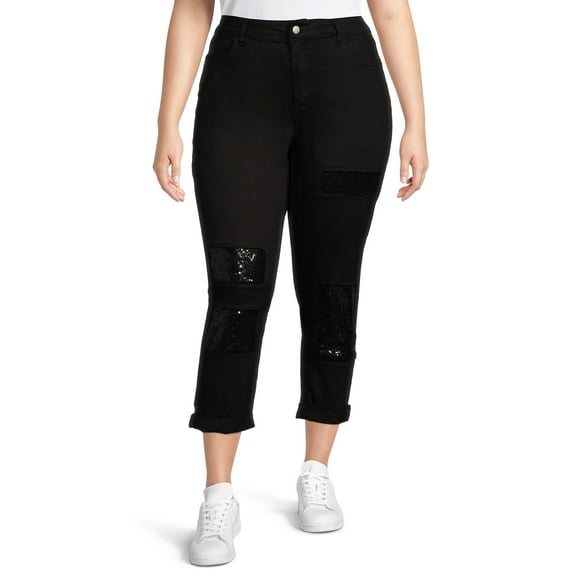 Dollhouse Juniors Plus Black Slim Leg Crop Jeans