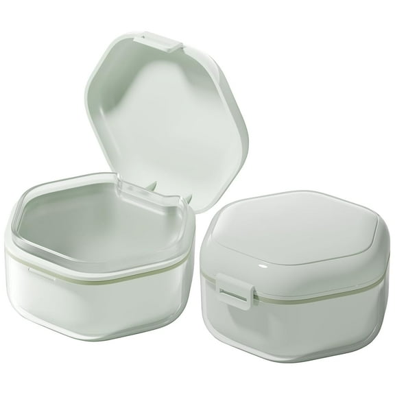 Denture Bath Case Retainer Cleaner Case, Food-Grade Denture Cup with Removable Layers for Soaking Dentures Mouth Guard Case Retainer Holder Night Guard Storage Case False Teeth Container