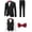 Black, variant on Suits for Men Slim Fit 4 Pieces Set Solid Tuxedo， Blazer、 Vest 、Pants、 Notch Collar Bow Tie， Prom Dinner Party Wedding
