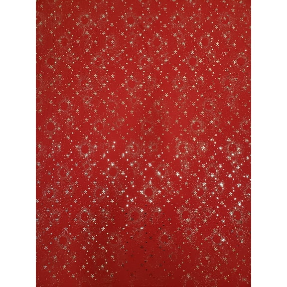 Circle Glitter and Small Sequins on Polyester Spandex ITY Fabric (Red/