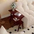 thumbnail image 4 of Tribesigns 2-Tier End Table, Solid Wood Side Table with Storage Shelf, Farmhouse Slim Sofa End Table for Living Room, Bedroom (1PC, Burgundy), 4 of 5