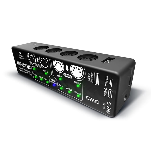 CME H4MIDI WC – Advanced USB Host MIDI Interface with Router, Filter, Mapper, Optional WIDI Bluetooth MIDI, Standalone 9V Po