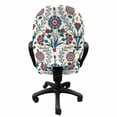 thumbnail image 3 of Moroccan Office Chair Slipcover, Old Floral Ornament Pattern with Swirled Florets and Leaf Turkish Art, Protective Stretch Decorative Fabric Cover, Standard Size, Maroon Teal, by Ambesonne, 3 of 5