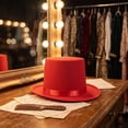 thumbnail image 6 of Roll Brims Tall Top Hat for Adult Bowlers Hat Magicians Hat Halloween Party Hat Cosplay Costume Stage Show Headwear Red, 6 of 7