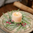 thumbnail image 6 of Christmas Candle Rings Norfolk Pine Wreath 10 Inch Artificial Pillars Wedding Fall Candle Wreaths Green Garland Ornament for Xmas Holiday Wedding Farmhouse Table Centerpiece, 6 of 6