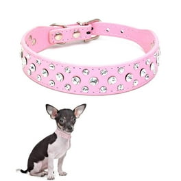 Pet Supplies Pink Diamond Studded Dog Collar PU Leather Crystal