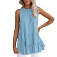 thumbnail image 1 of DPTALR Women Summer Sleeveless Fold Solid Color Pullover Casual Blouse Tops, 1 of 6