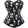 thumbnail image 1 of Corset Lingerie Steampunk Gothic Corset with Fashion Print Strapless Waist Cincher with Steel Boning Tummy Control Overbust Corset Tops for Women Black XXXXL, 1 of 5