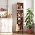 thumbnail image 6 of Gymax 6-Tier Tall Narrow Bookcase w/ Adjustable Shelf & Boho Style Rattan Door, 6 of 10