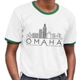 thumbnail image 2 of Skyline Omaha Nebraska Ringer Tee Shirt Unisex Medium White/Kelly Green, 2 of 5