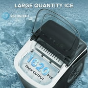 Havato Countertop Ice Maker, 9 Bullet Ice Cubes in 6 Mins, 26lbs/24H, w/ Scoop & Basket, Matte Black