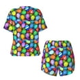 thumbnail image 6 of "Wukai Colorful Easter Eggs1 Women's Pajama Set - Short-Sleeve Top and Shorts with Elastic Waistband and Pockets for Loungewear, Yoga, and Casual Wear-4X-Large, 6 of 8