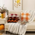 thumbnail image 6 of Pack of 2 Fall Buffalo Check Throw Pillow Covers Plaids Farmhouse Throw Pillows Linen Soft Decorative Couch Pillow Covers Home Decor Cushion Case for Sofa Bedroom 20x20 Inch Orange and White, 6 of 6