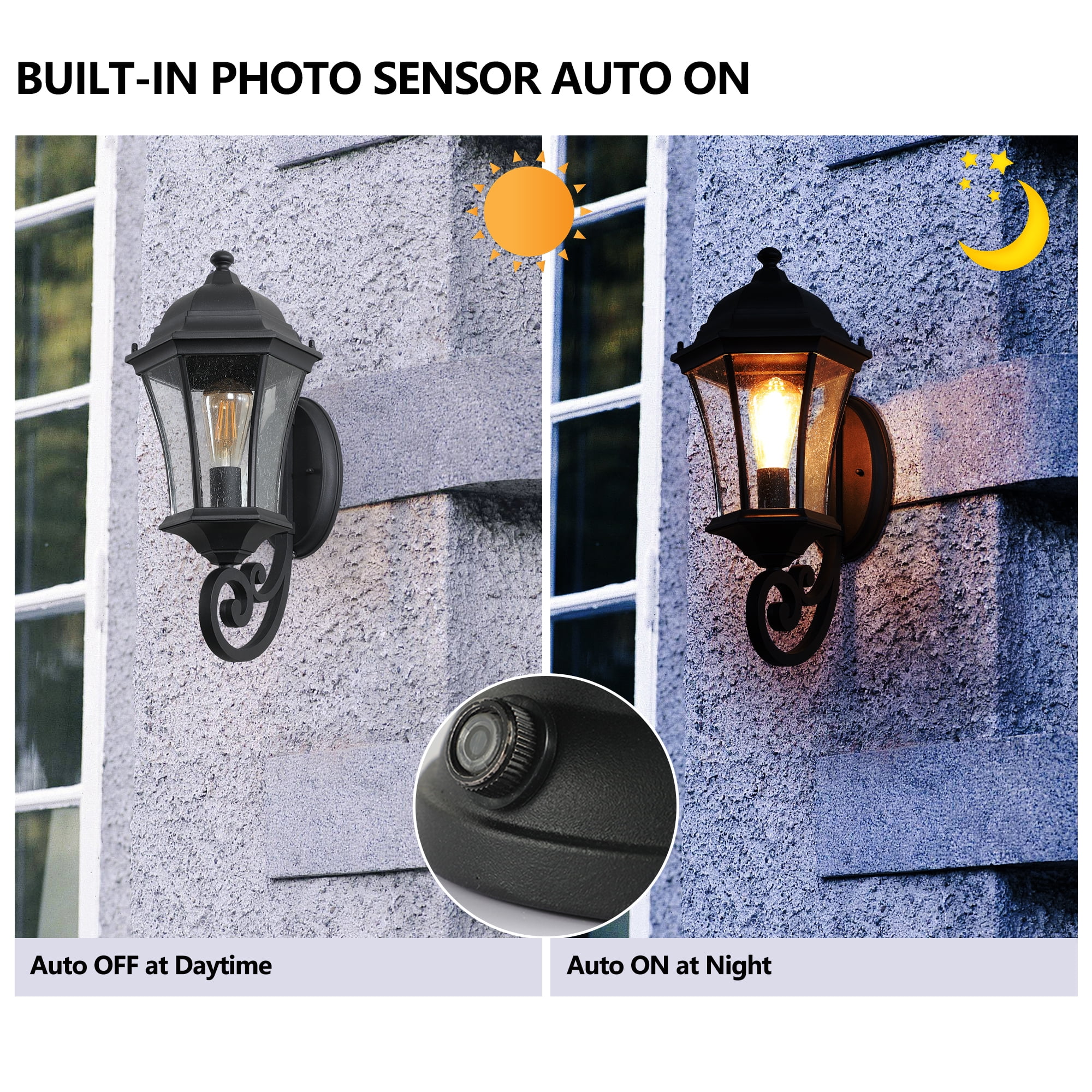Jopath 2-Pack Vintage Outdoor Wall Lantern Light, Elegant Black Metal Sconce for Porch, Patio, and Garden Lighting (Bulb Not Included)