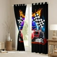 thumbnail image 3 of Race Car 30%-50% Blackout Curtains 76x54 Sports Car Print Curtains For Teens,Extreme Sports Theme Curtains & Drapes Black White Checkered Bedroom Curtains Racing Car Home Decor, 3 of 6