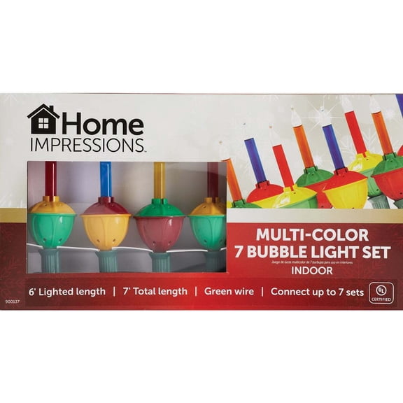 J Hofert Bubble Light Set - C7 Multicolor Shatterproof - 7 Piece