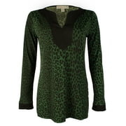 Women's Printed Jersey Knit V-Neck Tunic Shirt Blck XS