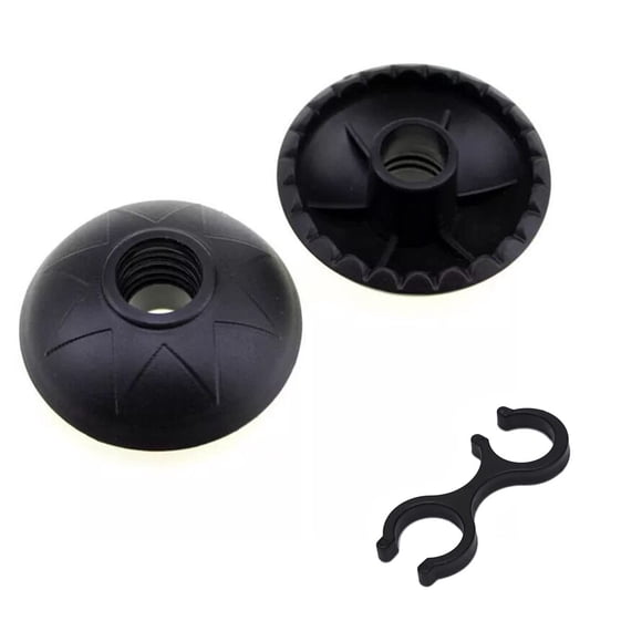 Bastones de trekking AbbiYYZ, paquete de 2 unidades, esquí de nieve redondo negro