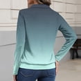 thumbnail image 4 of Women's Long Sleeve Polo Shirts Casual Gradient Color V Neck Tops Fall Collar Ladies Tunics Tees Green M, 4 of 4