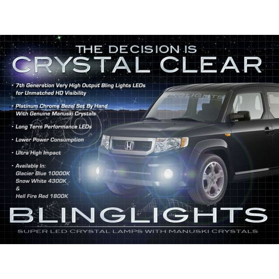 For The 2009 2010 2011 Honda Element SC Blue LED Fog Lamps Driving Lights Kit Bumper