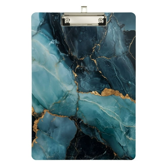 FORMRS Acrylic Clipboard with Low Profile Clip Standard A4 Letter Size, 12.5" x 9", Black Marble