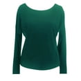 thumbnail image 4 of yunLCZ Women's Button Down Shirts Women's Spring Solid Color Splicing Butterfly Lace Sexy Hollow Back Ribbed Long Sleeve T Shirt Spring Summer Outfits 2608, 4 of 4