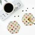 thumbnail image 4 of Lsque Heart Polka Dot Pattern 4" Drink Coasters Set of 4, PVC Leather Absorbent Coasters, Table Coaster Set Decorative Coffee Cup Coasters Housewarming Gift -Hexagon, 4 of 6