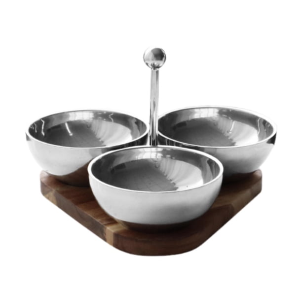 Tazón de bocadillos de 3 secciones de acero inoxidable Triángulo de bocadillo Triángulo Rust Candy Bowl Bowl para sala de estar fruta seca