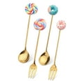 thumbnail image 4 of kurtrusly Vaisselle de Maison et d'Hôtel Adorable en Acier Inoxydable Réutilisable pour Gâteau Dessert Couverts Fourchette Rose 1Ensemble, 4 of 6