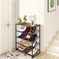 thumbnail image 2 of 5-Tier Tilting Adjustable Freestanding Shoe Rack 12-Pairs for Durability and Stability for Entryways, Hallways, Closets, Dormitory Rooms, and Industries，Brown, 2 of 18