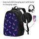 thumbnail image 2 of Fotbe Eggplant Mochila con Estampado y Puerto USB para Hombre y Mujer, Mochila Antirrobo, Mochila de Viaje, Mochila Escolar, Mochila Universitaria, 2 of 7