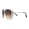 thumbnail image 6 of Mens Rectangular Rimless Racer Perforated Side Visor Metal Sunglasses Gold - Gradient Brown, 6 of 8