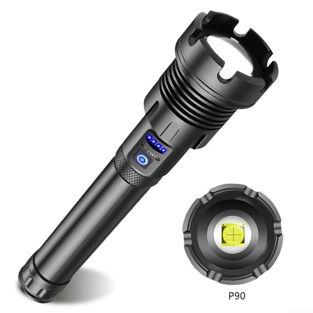 990000LM Powerful P90.2 LED COB Flashlight USB Rechargeable Zoom Torch Aluminum 