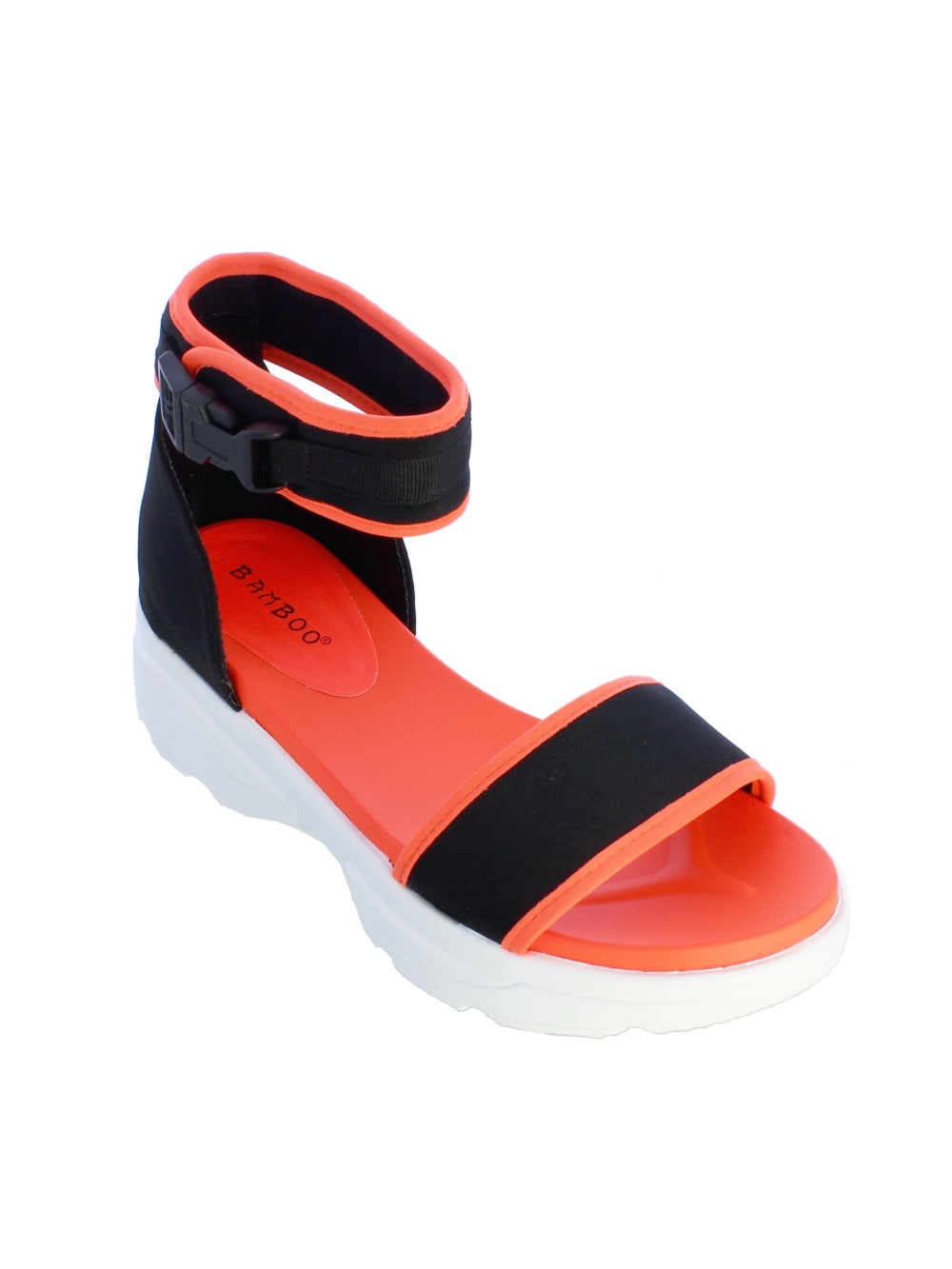 bamboo platform sandals black