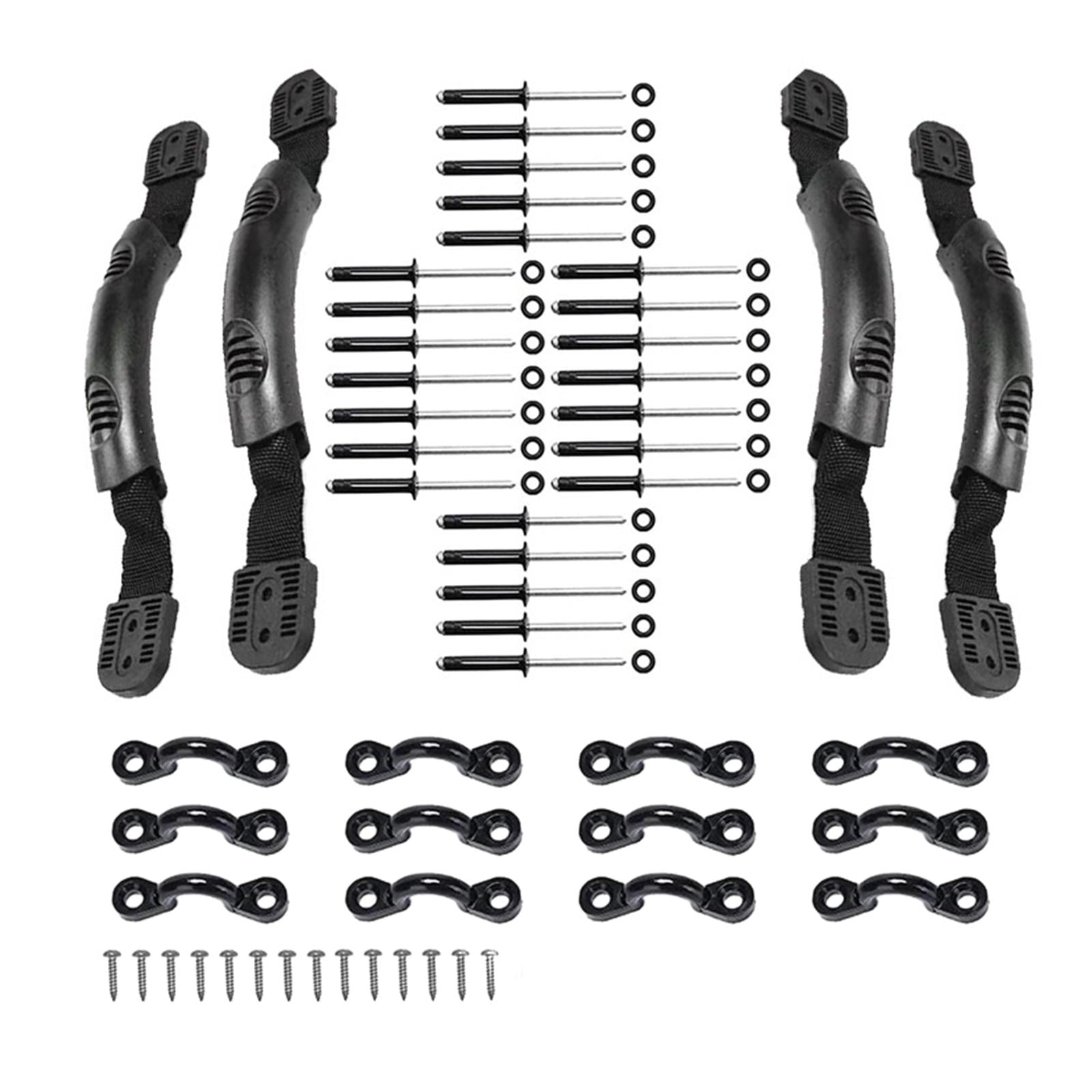 funtasica Kayak Handles Canoe Handle Supplies DIY with Screws Pad Eye Portable Kayaking Accessories Replacement Carry Handles for Canoe Black