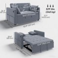 thumbnail image 2 of 3-in-1 Convertible Sofa Bed, Dark Grey Holland Velvet Sleeper Sofa with USB Charging Ports, 7-Level Adjustable Backrest & Side Pockets, Modern Small Space Solution for Living Room, 2 of 7