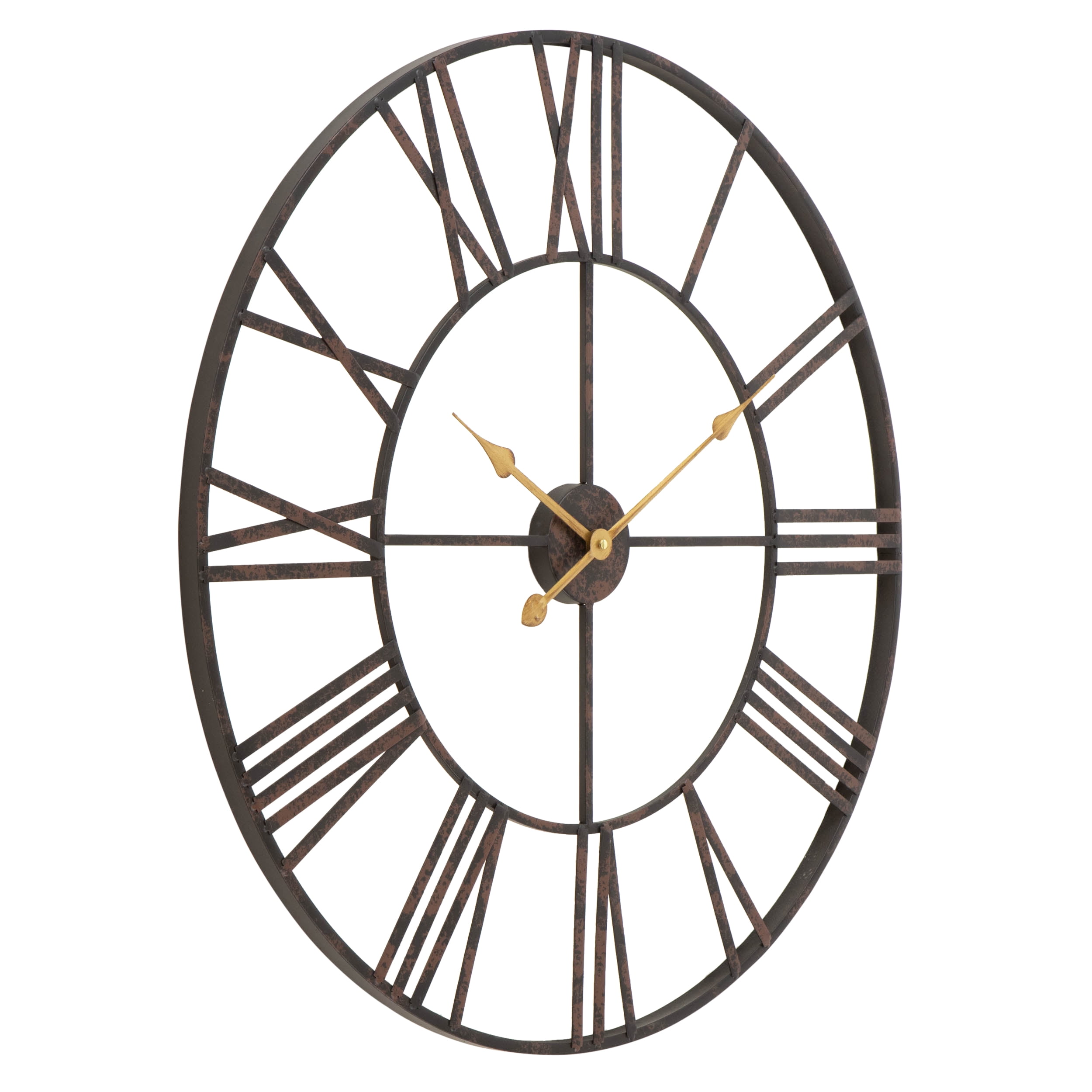 Aspire Home Accents 30" Quartz Analog Battery Powered Iron Round Wall Clock, Open Design