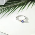 thumbnail image 4 of Gem Stone King 925 Sterling Silver and 10K Yellow Gold Blue Tanzanite Solitaire Engagement Ring for Women (0.46 Cttw, Round 5MM, Gemstone December Birthstone, Size 9), 4 of 4