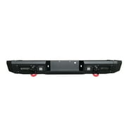 Vijay Rear Bumper Compatible with 2010-2011-2012-2013-2014 Ford F150 Raptor Textured Black Steel with Lights and D-rings
