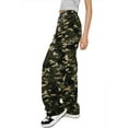 thumbnail image 2 of Camo Pants Women High Waisted Wide Leg Casual Camoflage Cargo Pants Baggy Elastic Waist Straight Jeans Trousers, 2 of 9