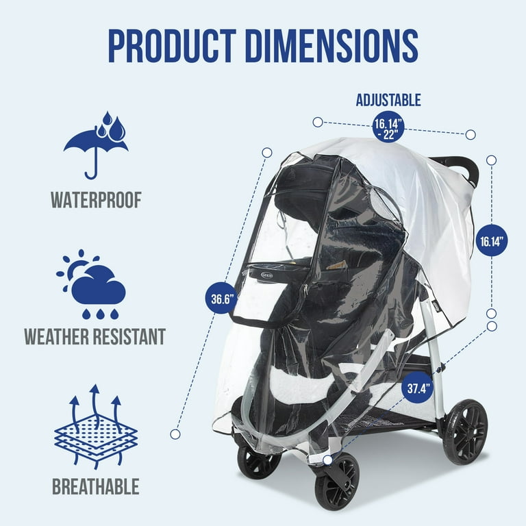 Waterproof Stroller Cover Yoamez Universal Stroller Rain Cover  Waterproof  Shield For Graco Modes/FastAction, Clear Window & Mesh Vents Graco Modes  Stroller