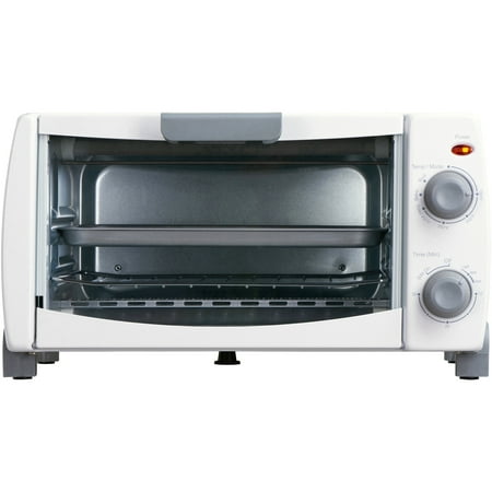 Mainstays 4-Slice White Toaster Oven with Dishwasher-Safe Rack & (Best Toaster Oven For Powder Coating)