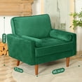thumbnail image 4 of Vesgantti Velvet Accent Chair, Mid Century Modern Living Room Chairs, Button Tufted Arm Chairs with 2 Pillows, Comfy Sofa Chairs for Bedroom, Office, Green, 4 of 5