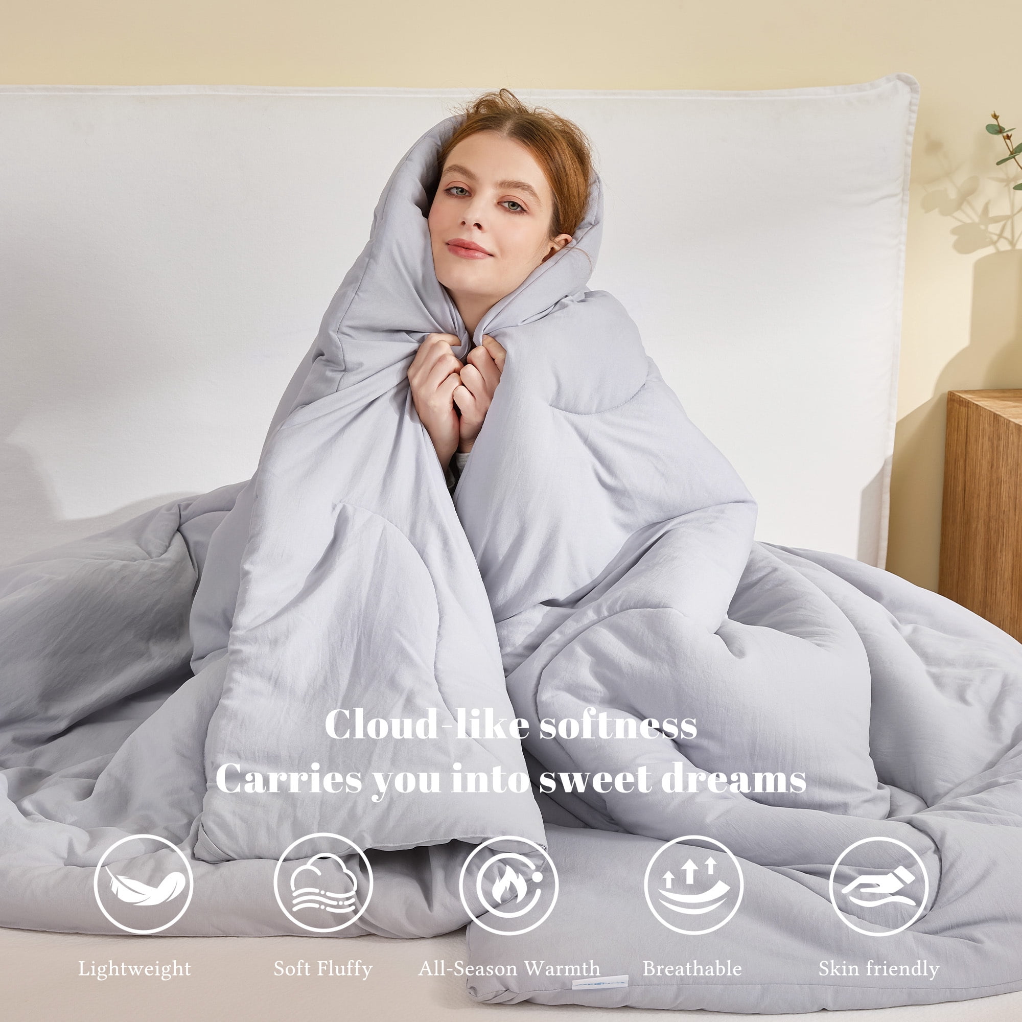 Queen Size Comforters Duvet Insert, Soft Down Alternative with Corner Tabs, Quilted Comforters for All Seasons, Machine Washable, Queen 88 x 88 inches