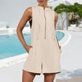 thumbnail image 5 of JSheng Casual Jumpsuits for Women Summer Sleeveless Romper Tank Zip Jumpsuits with Side Pockets Beige XXL, 5 of 5