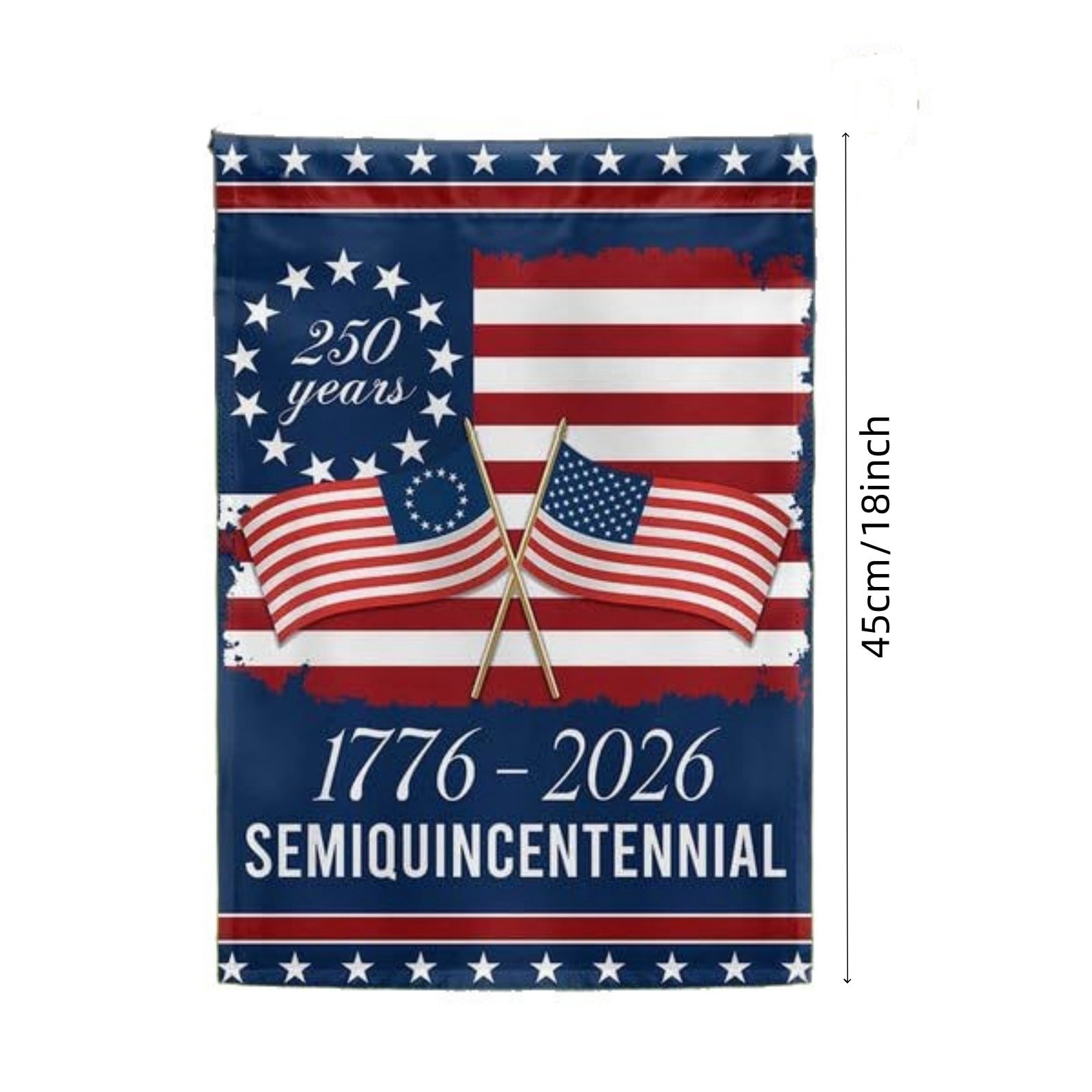 Leatfisat 250Th Anniversary America House Flag 18 Inch Double Sided,250 Anniversary Usa Anniversary Patriotic 1776-2026 Semiquincentennial Banner Commemorative Outdoor Outside Decoration