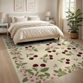 thumbnail image 3 of ODIKA 8'x10' Washable Area Rug Non-Slip Chair-Friendly Mat Cherry Fruit Sprigs Flower Border Flowers Door Clusters Cherries Flowing Dynamic for Dining Room, Large Office, Lounge, 3 of 7