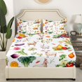thumbnail image 2 of Rustic Farmhouse Bedding Set For Kids Boys Girls,Rabbit Sheep Animal Fitted Sheet Twin Size,Vegetables Fruits Food Bed Sheets Country Farm Style Bed Cover(No Top Sheet), 2 of 5