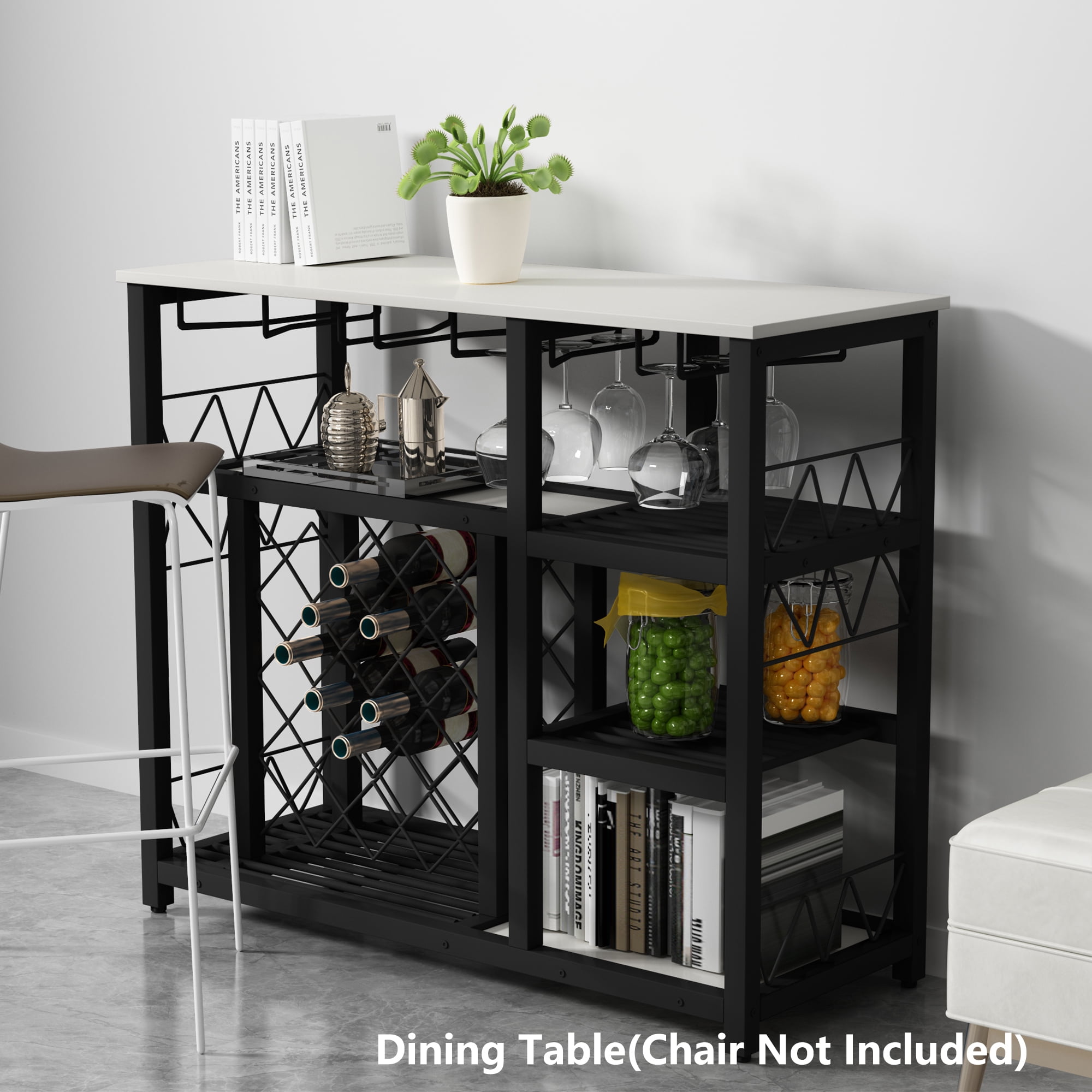 Private Jungle Modern Industrial Home Kitchen Dining Room Metal Wine Rack Table with Glass Holder,Freestanding Wine Bar Cabinet Console Table Buffet Table with 21 Bottles for Small Places,White Private Jungle Modern Industrial Home Kitchen Dining Room Metal Wine Rack Table with Glass Holder,Freestanding Wine Bar Cabinet Console Table Buffet Table with 21 Bottles for Small Places,White
